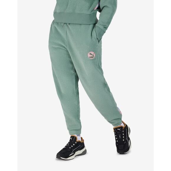 Puma Geen Drawstring Fleece Relaxed Fit Women's Classics Now Then Sweatpants L - Picture 2 of 16